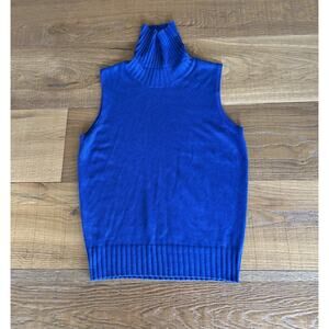 Harve Benard Royal Blue Sleeveless Turtleneck Sweater Sz S Lagenlook Minimalist